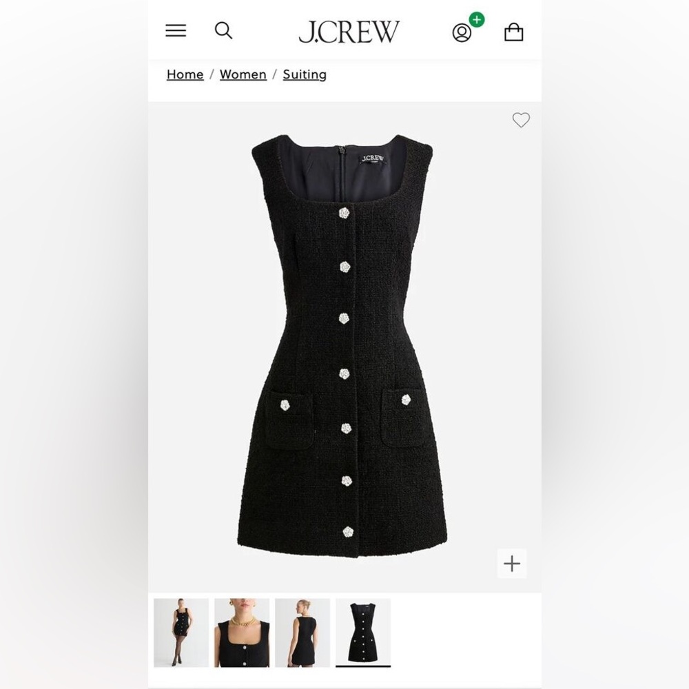 J Crew Mini Black Tweed Button Sophia Dress